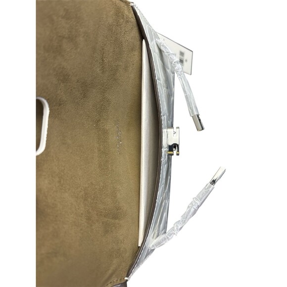 Tory Burch Lee Radziwill Croc-embossed Leather Shoulder Bag Blanc White New $949 - Picture 6 of 11